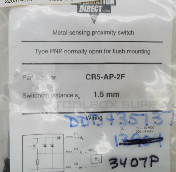 SEALED NEW AUTOMATION DIRECT CR5-AP-2F METAL SENSING PROXIMITY SWITCH 1.5MM - Image 3