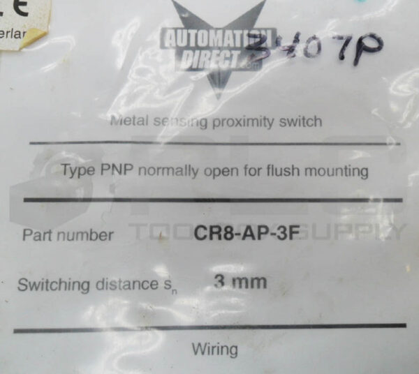 SEALED NEW AUTOMATION DIRECT CR8-AP-3F METAL SENSING PROXIMITY SWITCH 3MM - Image 4