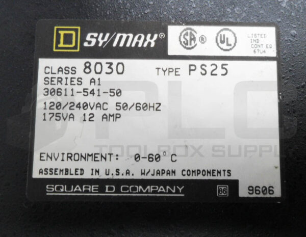 SQUARE D SY/MAX 8030 PS25 /A1 POWER SUPPLY MODULE 120-240VAC 30611-541-50 - Image 5