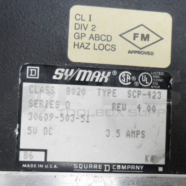SQUARE D SY/MAX 8020 SCP-423 /D PROCESSOR MODULE 5VDC3.5A 30609-503-51 - Image 5