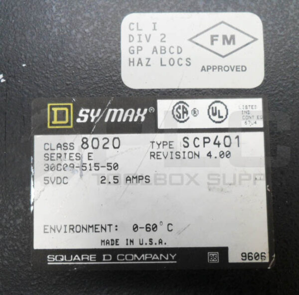 SQUARE D SY/MAX 8020 SCP401 /E PROCESSOR MODULE 5VDC 2.5A 30609-515-50 *READ* - Image 5