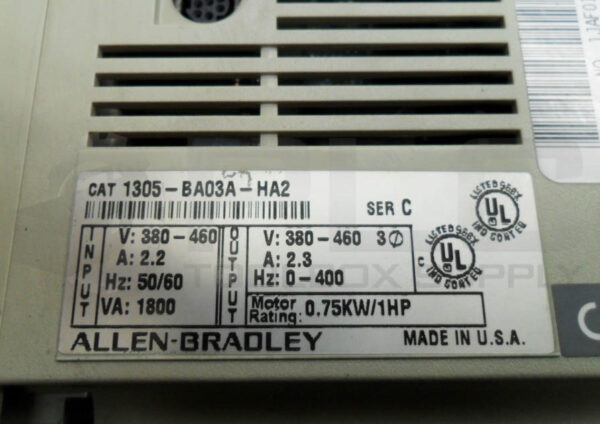 ALLEN BRADLEY 1305-BA03A-HA2 /C VARIABLE FREQUENCY DRIVE 380-460V 2.2A 50/60HZ - Image 6