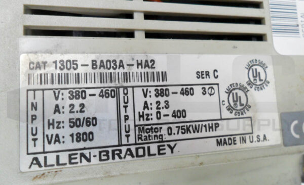ALLEN BRADLEY 1305-BA03A-HA2 /C VARIABLE FREQUENCY DRIVE 380-460V 2.2A *READ* - Image 7