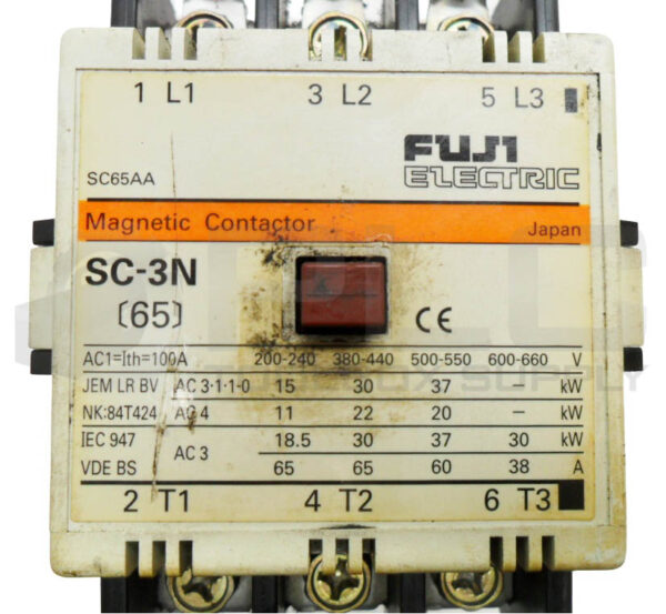 FUJI ELECTRIC SC-3N (65) MAGNETIC CONTACTOR 100A 600V SC65AA - Image 6