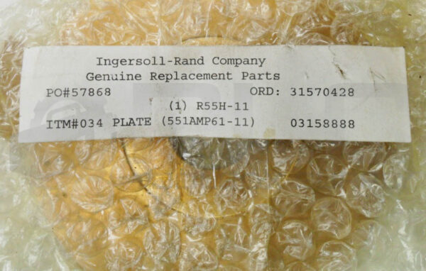 SEALED NEW INGERSOLL RAND R55H-11 PLATE 551AMP61-11 - Image 3