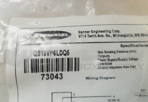 NEW BANNER QS18VP6LDQ5 DIFFUSE LASER SENSOR 10-30VDC 73043 *READ* - Image 7