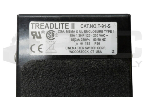 NEW LINEMASTER SWITCH CORP T-91-S TREADLITE II FOOT PEDAL 15A 1/2HP 125-250VAC - Image 4