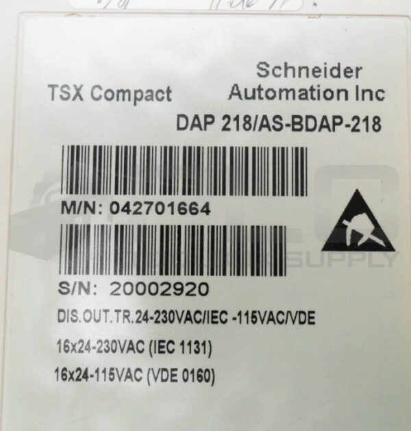SCHNEIDER AUTOMATION DAP218/AS-BDAP-218 OUTPUT MODULE 24-230VAC - Image 5