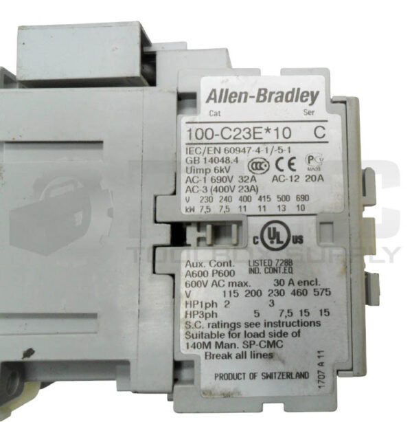 ALLEN BRADLEY 100-C23E*10 /C CONTACTOR 600VAC W/ 100-FSV55 /A SURGE SUPPRESSOR - Image 6