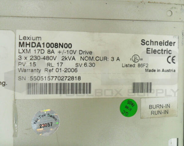 SCHNEIDER ELECTRIC LEXIUM MHDA1008N00 SERVO DRIVE 230-480V 3A - Image 6