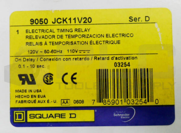 NEW SQUARE D 9050 JCK11V20 /D ELECTRICAL TIMING RELAY 120V50/60HZ 0.1-10SEC - Image 6