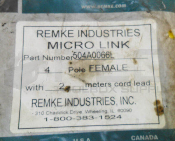 SEALED NEW REMKE 504A0066L MICRO LINK PLUG ASSEMBLY 4 POLE FEMALE 2M *READ* - Image 4