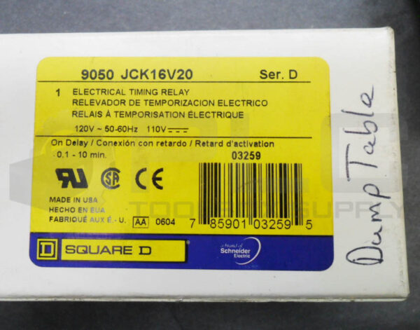 NEW SQUARE D 9050 JCK16V20 /D ELECTRICAL TIMING RELAY 0.1-10MIN *READ* - Image 7