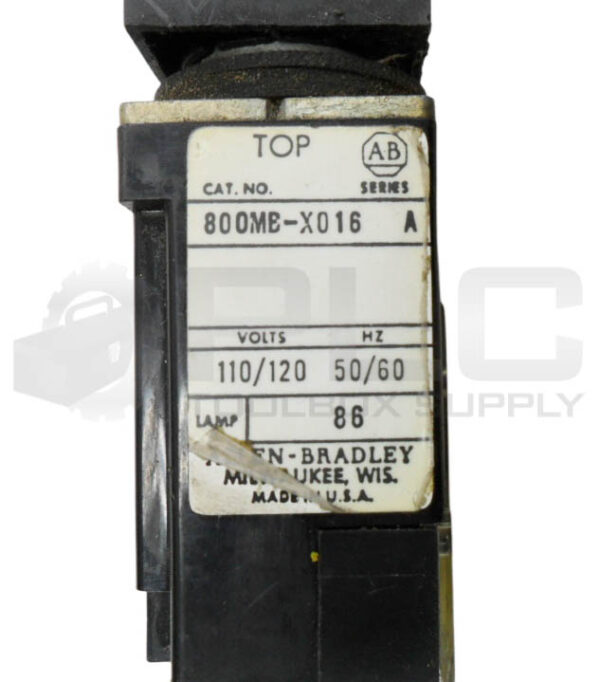 ALLEN BRADLEY 800MB-X016 /A PUSH BUTTON AMBER W/ 800M-XA /B CONTAT BLOCK - Image 6