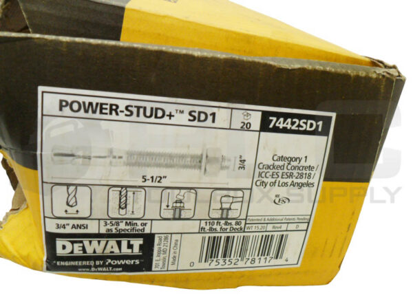 NEW BOX OF 20 DEWALT POWER-STUD + SD1 WEDGE ANCHOR 5-1/2" X 3/4" *READ* - Image 4