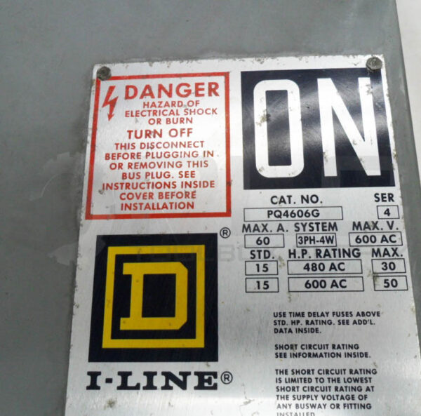 SQUARE D PQ4606G /4 I-LINE BUSWAY SWITCH 60A 600VAC 3PH - Image 5
