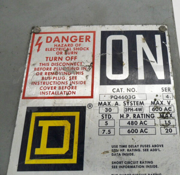SQUARE D PQ4603G /4 I-LINE BUSWAY SWITCH 30A 3PH 600VAC - Image 5