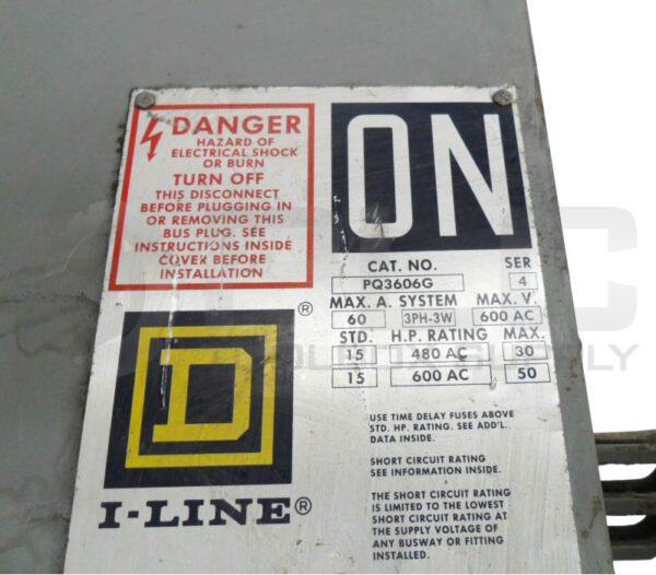 SQUARE D PQ3606G /4 I-LINE BUSWAY SWITCH 60A 3PH 600VAC - Image 5