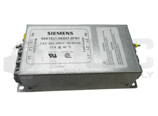 SIEMENS 6SE7021-0ES87-0FB1 RFI FILTER 380-480V 50/60HZ 12A
