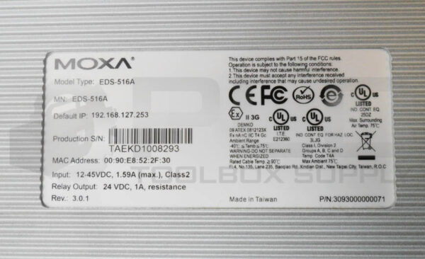 MOXA EDS-516A ETHERNET SWITCH 12-45VDC 1.59A - Image 5