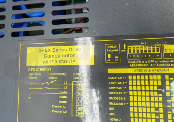 PARKER 87-016728-01A APEX SERIES DRIVE COMPUMOTOR 120-240V 50/60HZ APEX10/6151 - Image 6