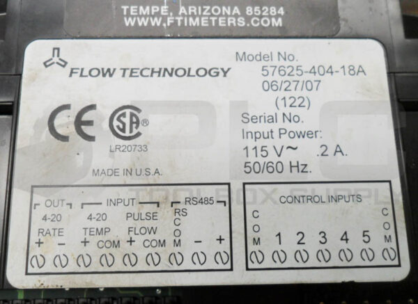 FLOW TECHNOLOGY FC70A-B1-B0 FLOW CONTROLLER 115VAC FC-70 57625-404-18A - Image 5