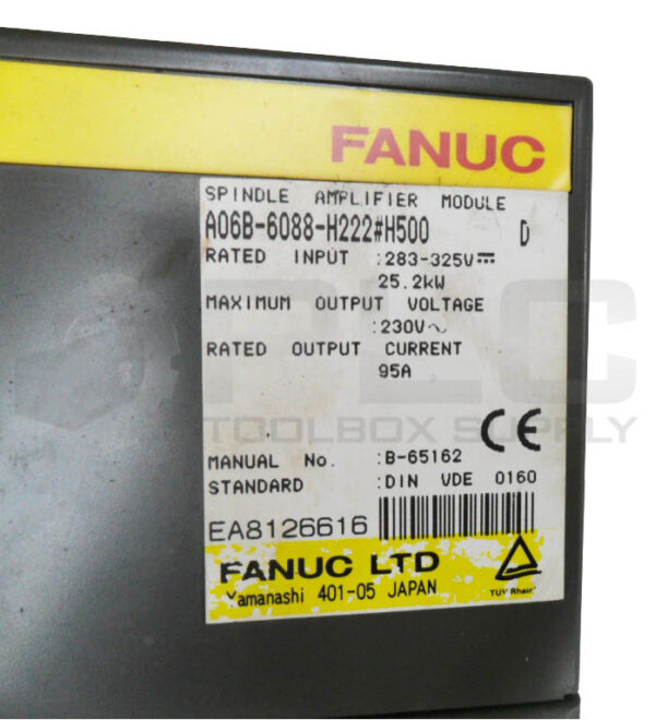 FANUC A06B-6088-H222#H500 /D SPINDLE AMPLIFIER 283-325V 95A - Image 6