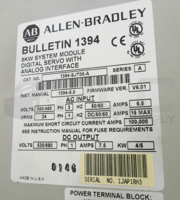 ALLEN BRADLEY 1394-SJT05-A /A DIGITAL SERVO W/ ANALOG INTERFACE 5KW *READ* - Image 8