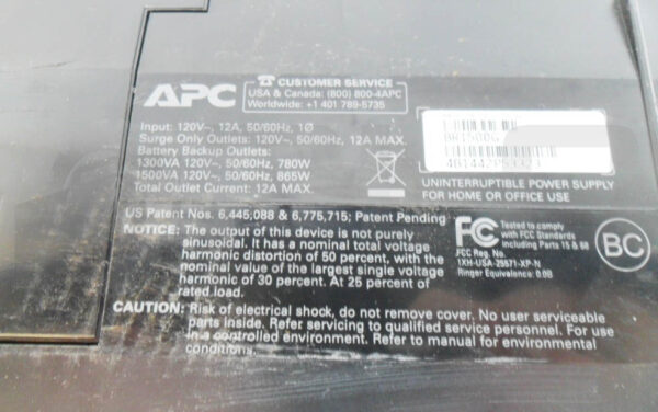 APC BR1500G UNITERRUPTABLE POWER SUPPLY 120V 12A 50/60HZ - Image 7