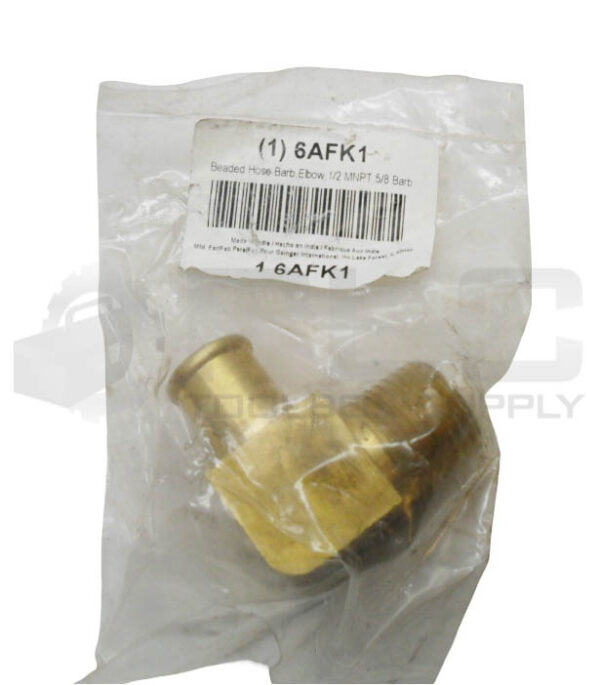 SEALED NEW GRAINGER BEADED ELBOW HOSE BARB 1/2" MNPT 5/8" BARB