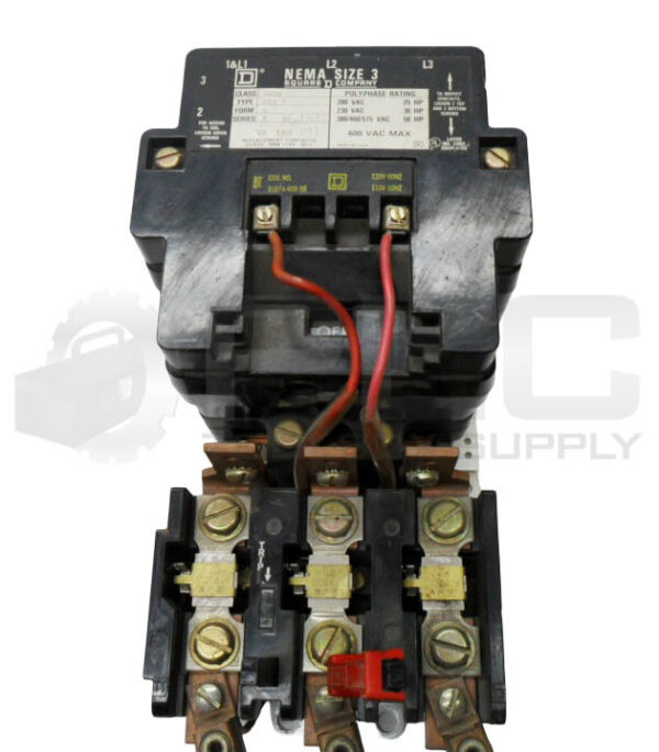 SQUARE D 8536 SEG-1 /A MOTOR STARTER 600VAC 50HP W/ 31074-400-38 COIL - Image 2