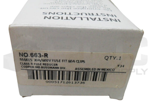 NEW BUSSMANN 663-R FUSE REDUCER 30A 600V *READ* - Image 5
