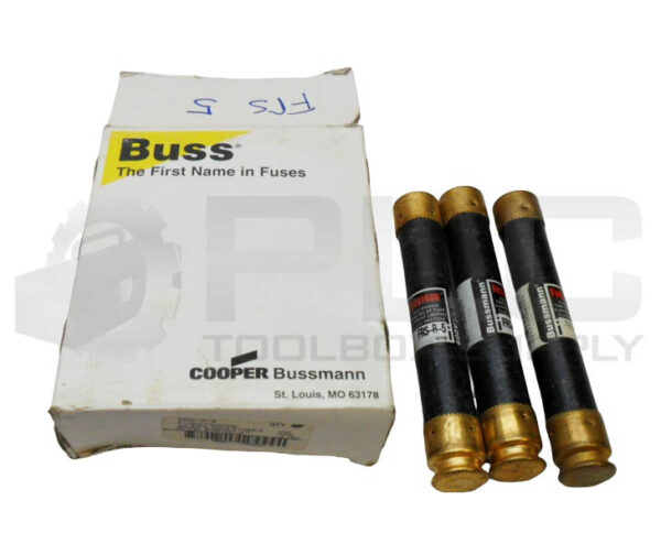 NEW BOX OF 3 BUSSMANN FRS-R-5 TIME DELAY FUSE 5A 600VAC *READ*