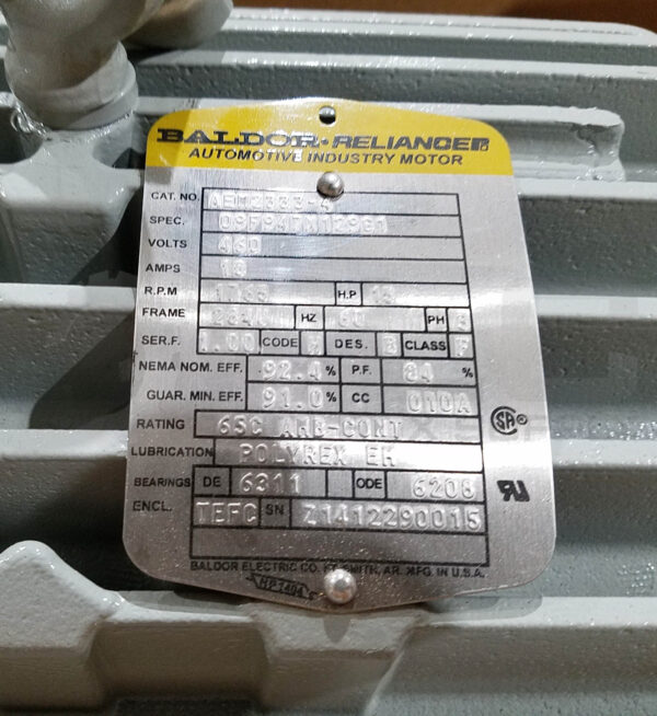 NEW BALDOR AEM2333-4 MOTOR 15HP 3PH 1765RPM FR: 284U, 09F947X129G1 - Image 5