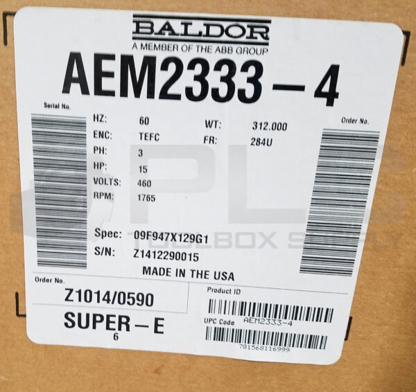NEW BALDOR AEM2333-4 MOTOR 15HP 3PH 1765RPM FR: 284U, 09F947X129G1 - Image 6