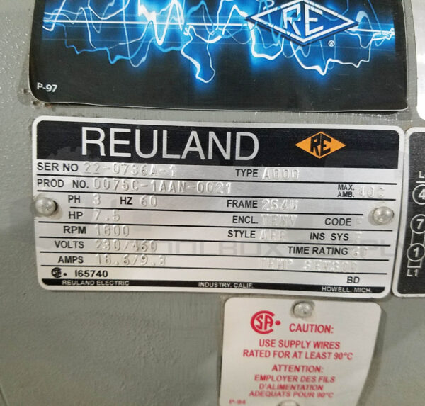 NEW REULAND 0075C-1AAN-0021 MOTOR 7.5HP 3PH 1800RPM FR: 254U, 924-26068-003 - Image 4