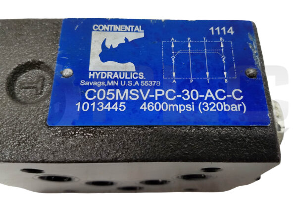CONTINENTAL C05MSV-PC-30-AC-C VALVE 4600MPSI, 1013445 - Image 4