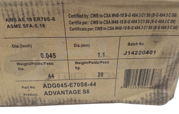 SEALED NEW ADVANTAGE ADG045-E70S6-44 MIG WELDING WIRE 0.045" ER70S-6 44lb - Image 3