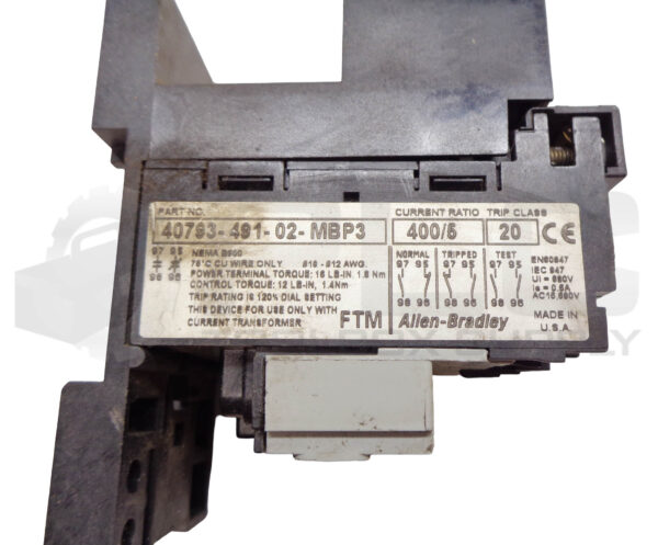 ALLEN BRADLEY 40793-491-02-MBP3 OVERLOAD RELAY - Image 4