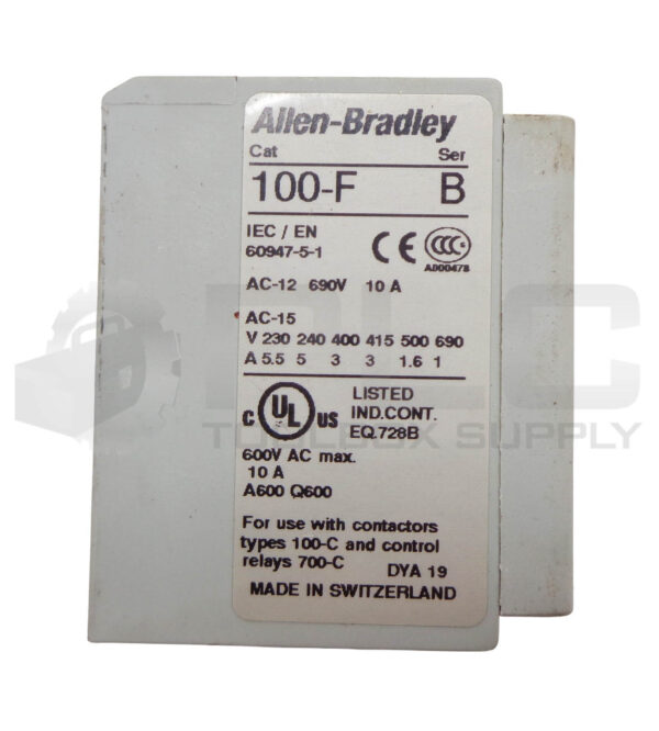 ALLEN BRADLEY 100-F SER B A40 CONTACT BLOCK - Image 4