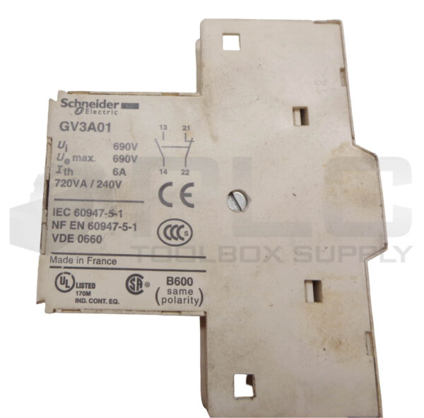 SCHNEIDER ELECTRIC GV3A01 AUX CONTACT BLOCK 6A 690V - Image 3