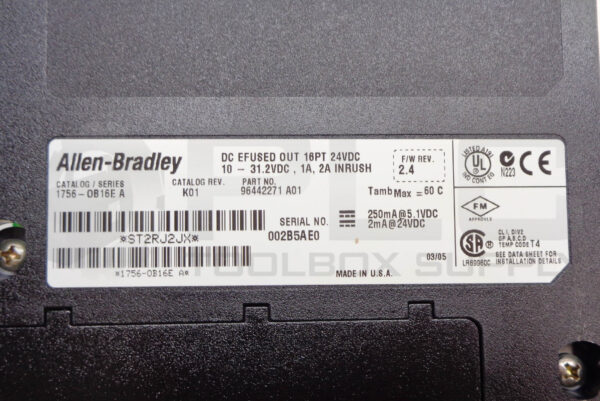 ALLEN BRADLEY 1756-OB16E SER A DC EFUSED OUT 16PT 24VDC - Image 6
