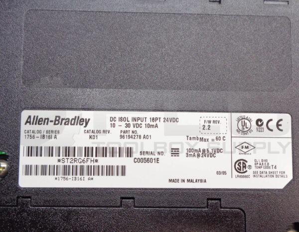 ALLEN BRADLEY 1756-IB16I SER A DC ISOL INPUT 16PT 24VDC - Image 6