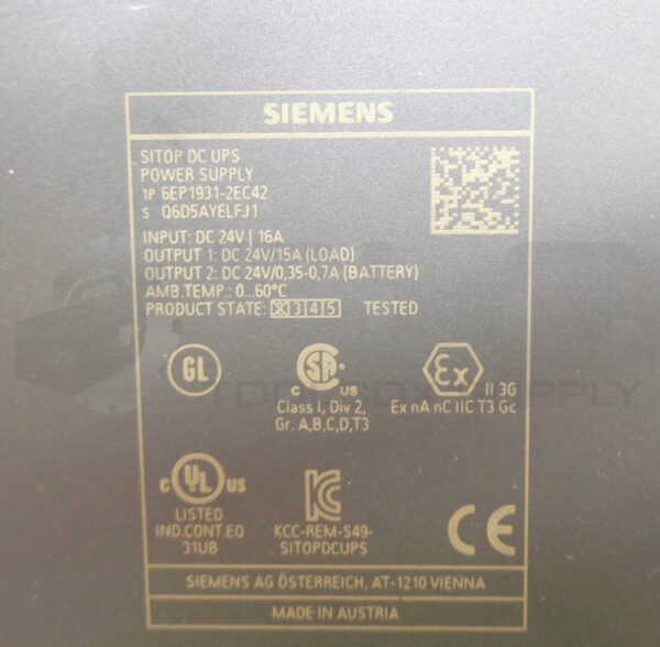 SIEMENS 1P 6EP1 931-2EC42 BATTERY POWER SUPPLY MODULE - Image 6