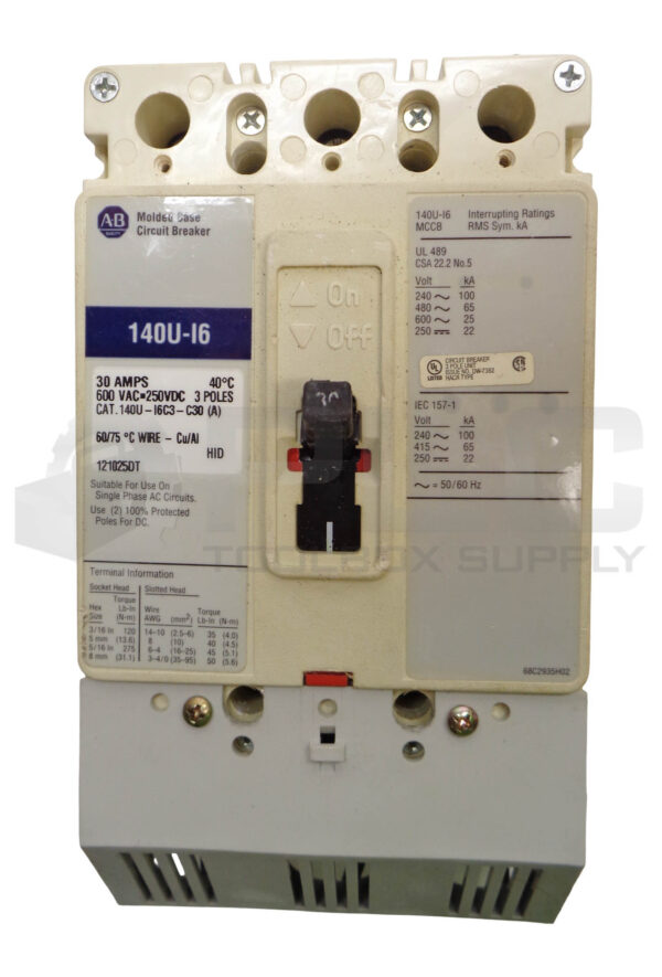 ALLEN BRADLEY 140U-I6C3-C30 (A) CIRCUIT BREAKER 30AMP 3P 140U-I6C3-C30-B - Image 4