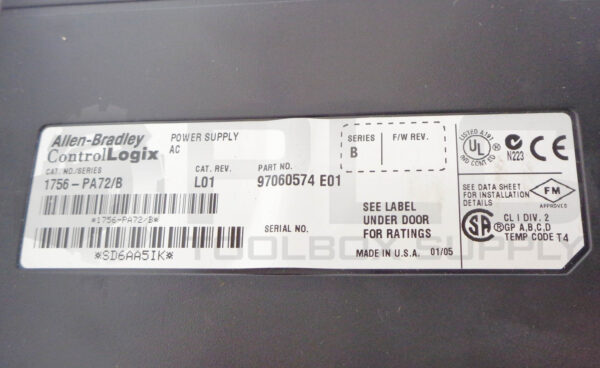 ALLEN BRADLEY 1756-PA72 /B POWER SUPPLY AC W/ 1756-A13 /B 13 SLOT CHASSIS - Image 5