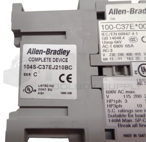 ALLEN BRADLEY 104S-C37EJ210BC SER C SAFETY REVERSING CONTACTORS 24VDC E - Image 7
