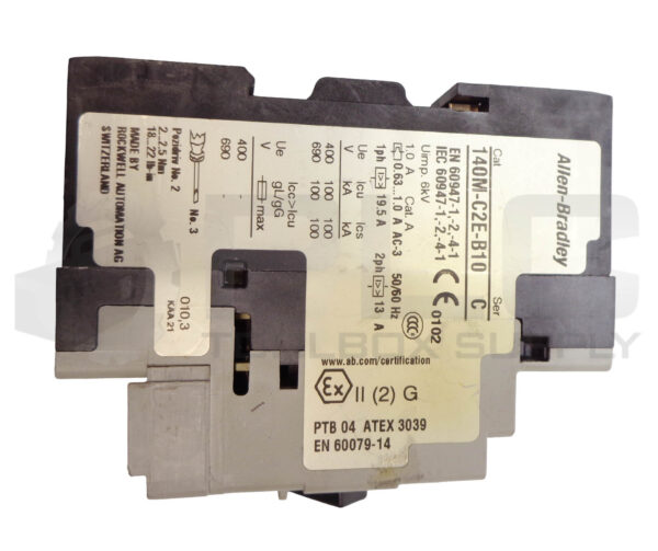 ALLEN BRADLEY 140M-C2E-B10 /C CIRCUIT BREAKER W/ 140M-C-AFAR10A01 /A AUX CONTACT - Image 4