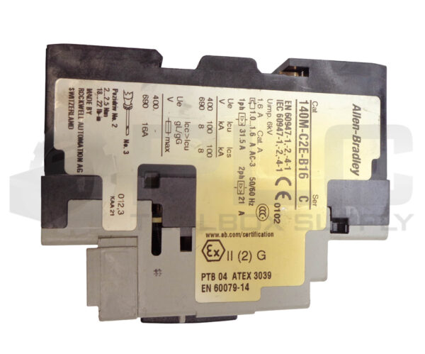 ALLEN BRADLEY 140M-C2E-B16 /C CIRCUIT BREAKER W/ 140M-C-AFAR10A01 /A AUX CONTACT - Image 4