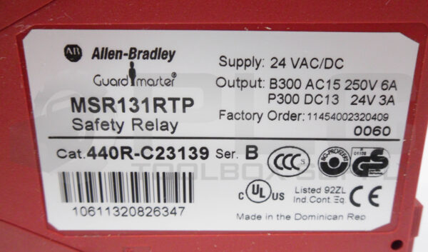ALLEN BRADLEY 440R-C23139 /B GUARDMASTER SAFETY RELAY 24VAC/DC 250V 6A MSR131RTP - Image 6